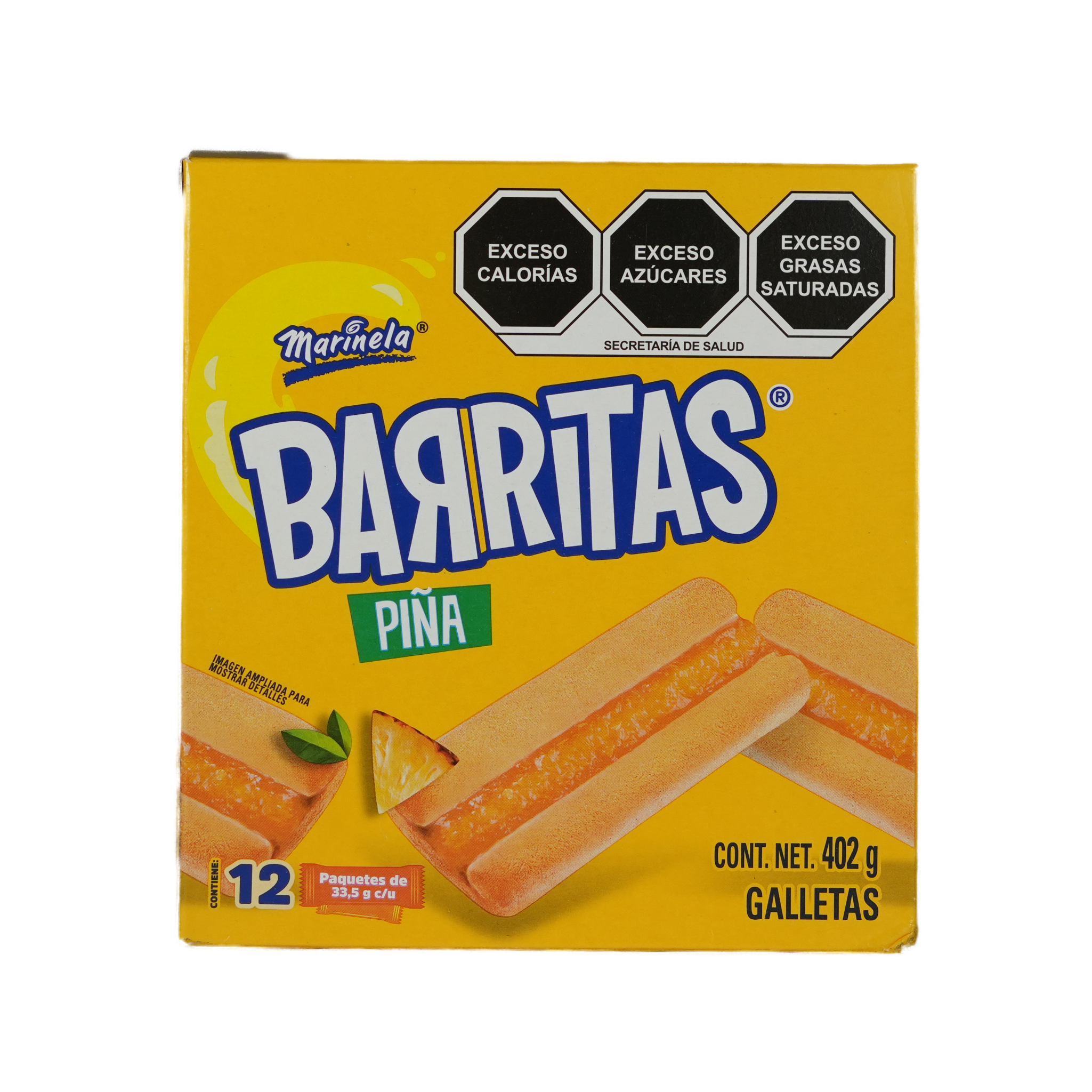 Barritas de Piña/Fresa - Marinela - Caja de 12 paquetes de 33,5 g c/u