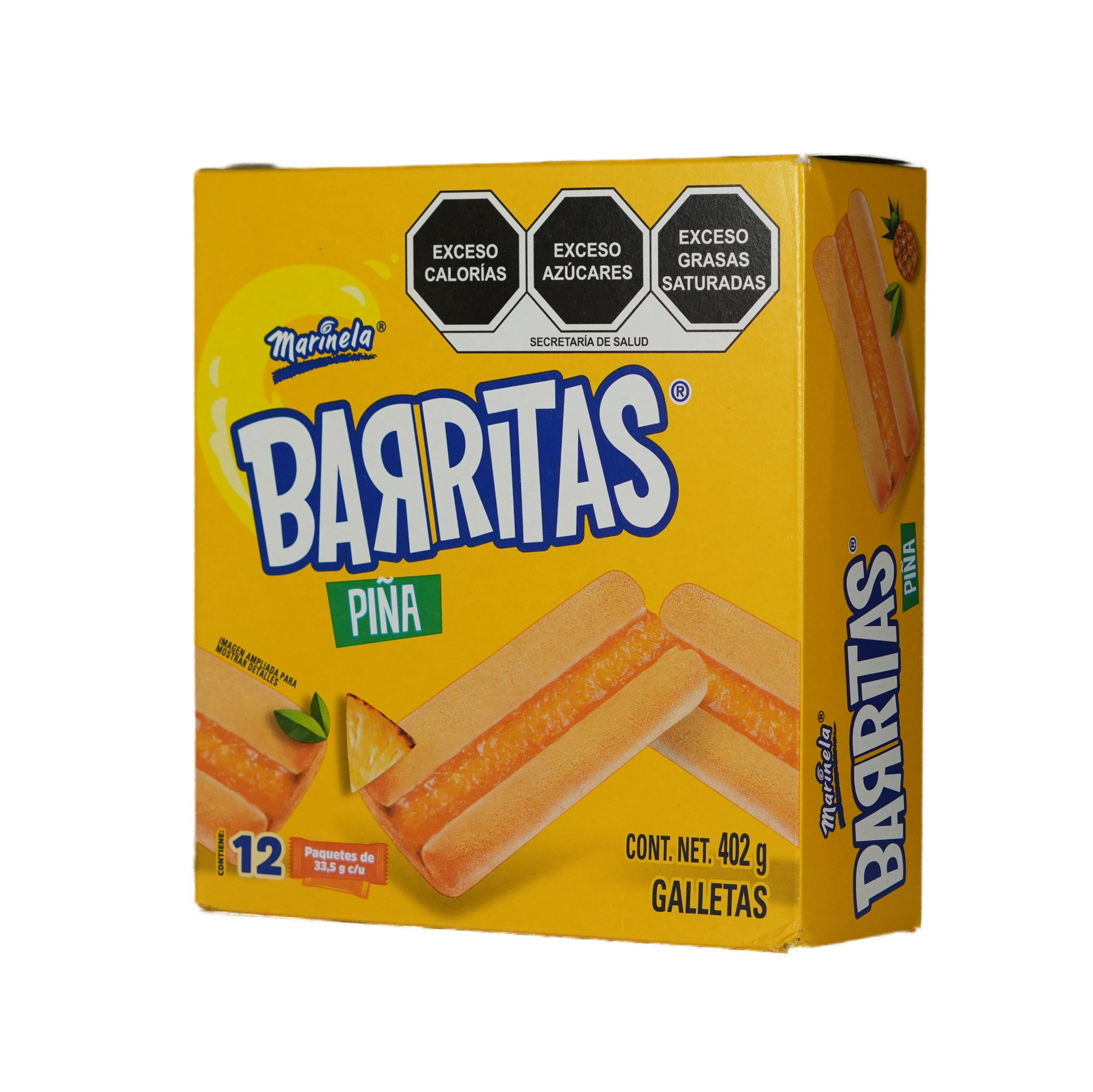 Barritas de Piña/Fresa - Marinela - Caja de 12 paquetes de 33,5 g c/u
