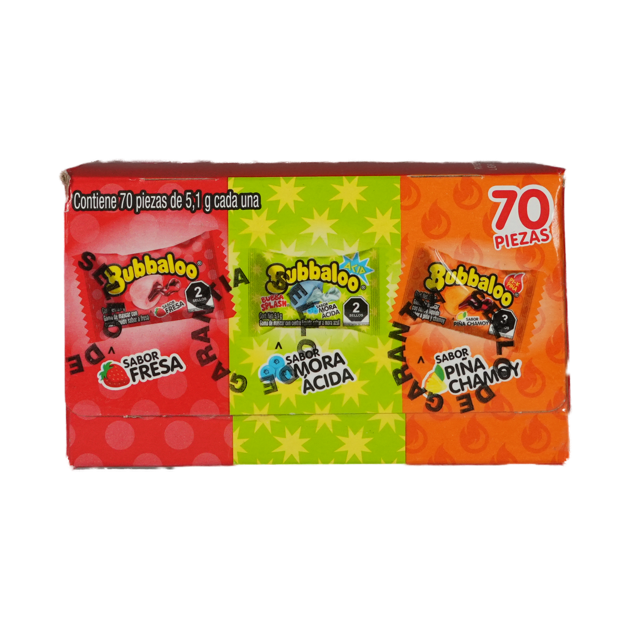 Chicle Bubbaloo - Caja de 70 Piezas de 5,1 g c/u - Mix de Sabores