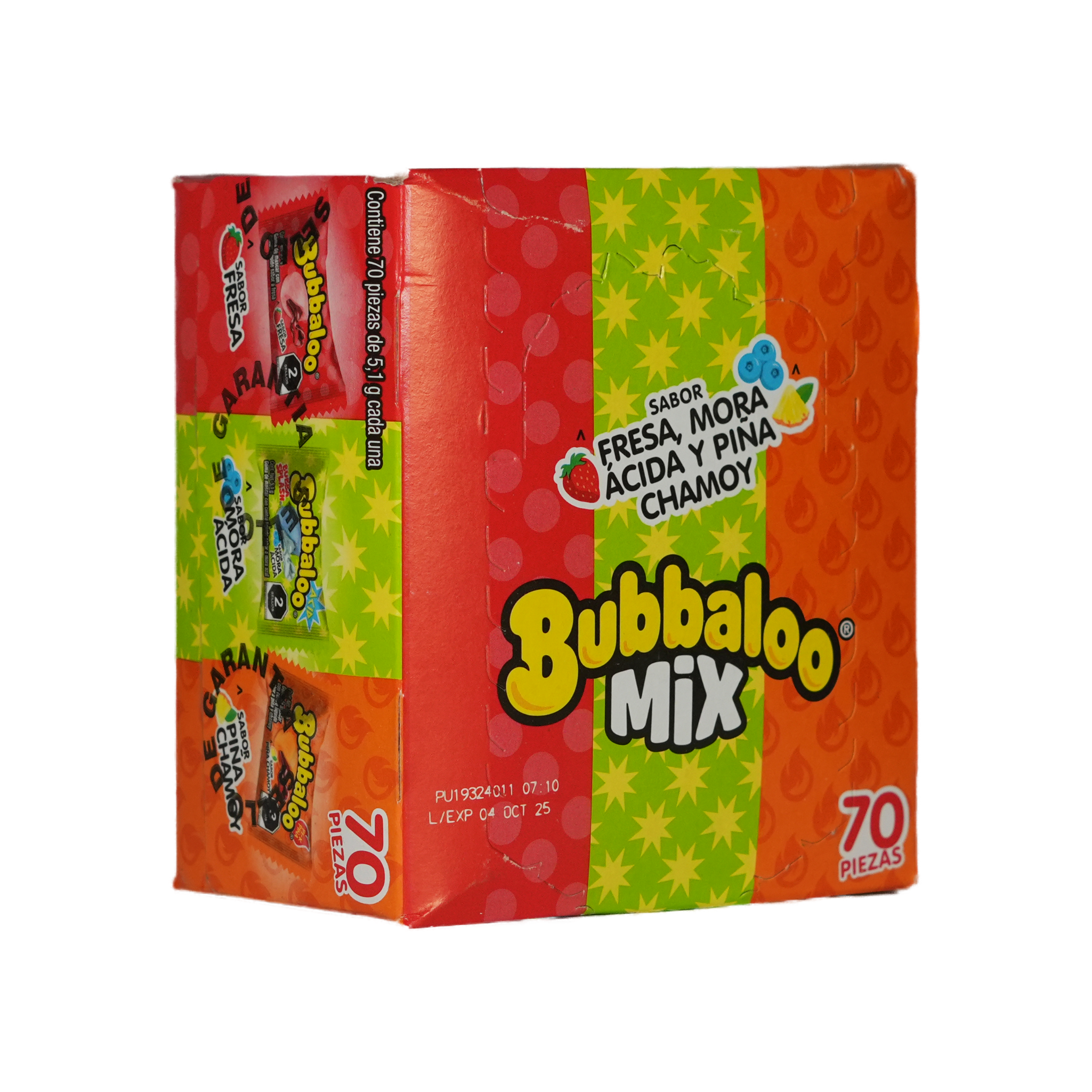 Chicle Bubbaloo - Caja de 70 Piezas de 5,1 g c/u - Mix de Sabores