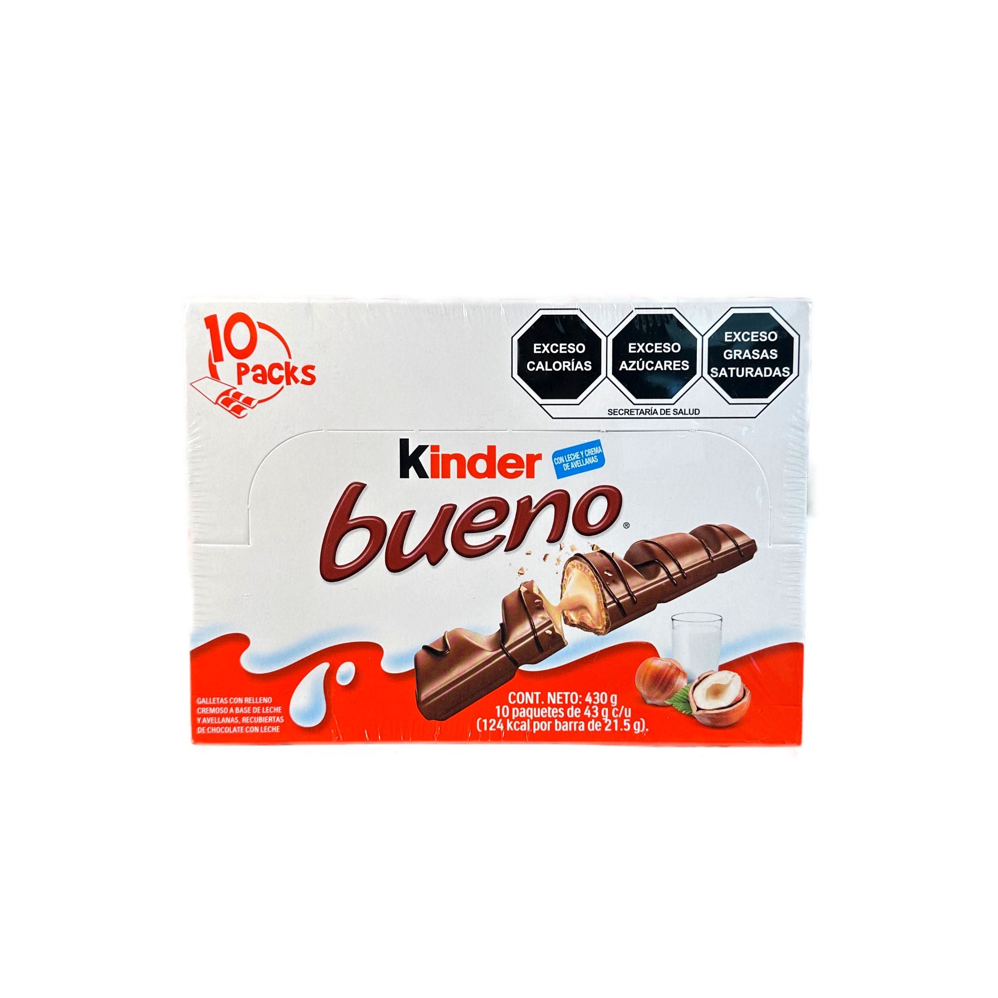 Chocolate Kinder Bueno - Ferrero - Caja de 10 piezas de 43g c/u