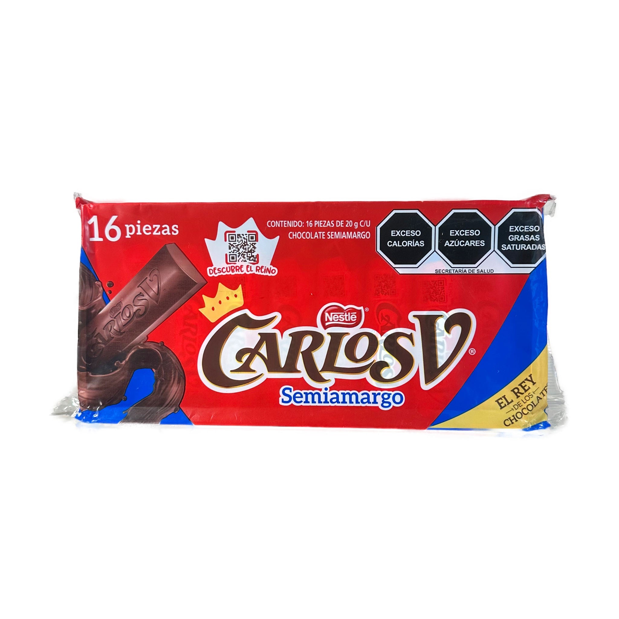Chocolate Carlos V Semi Amargo - Nestlé - Paquete de 16 piezas de 20g c/u