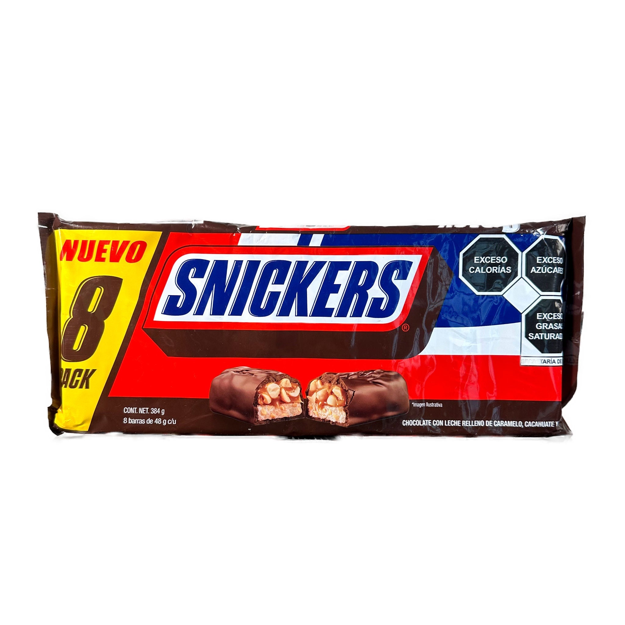 Chocolate Snickers - Mars - Paquete de 8 piezas de 48g c/u