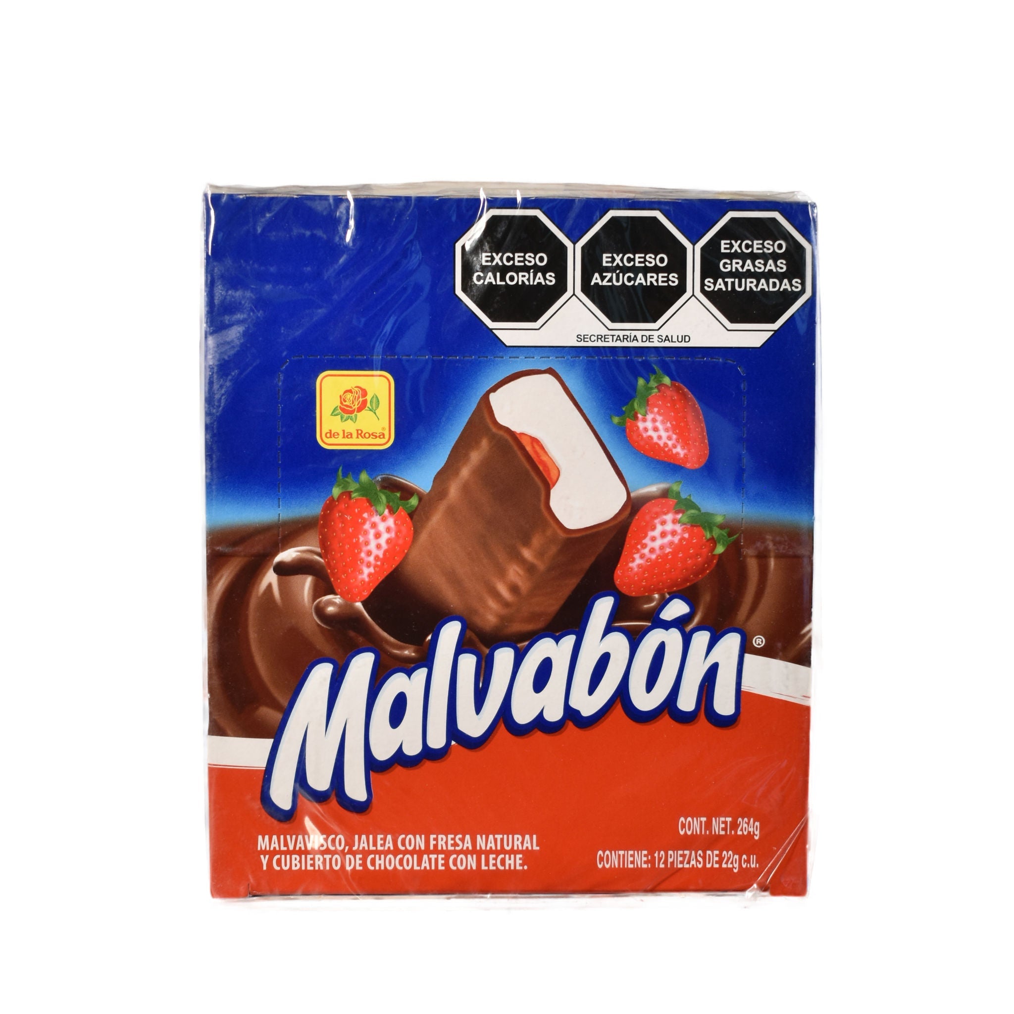 Malvabón Fresa con Jalea y Cubierto de Chocolate - Caja de 12 piezas de 22g c/u