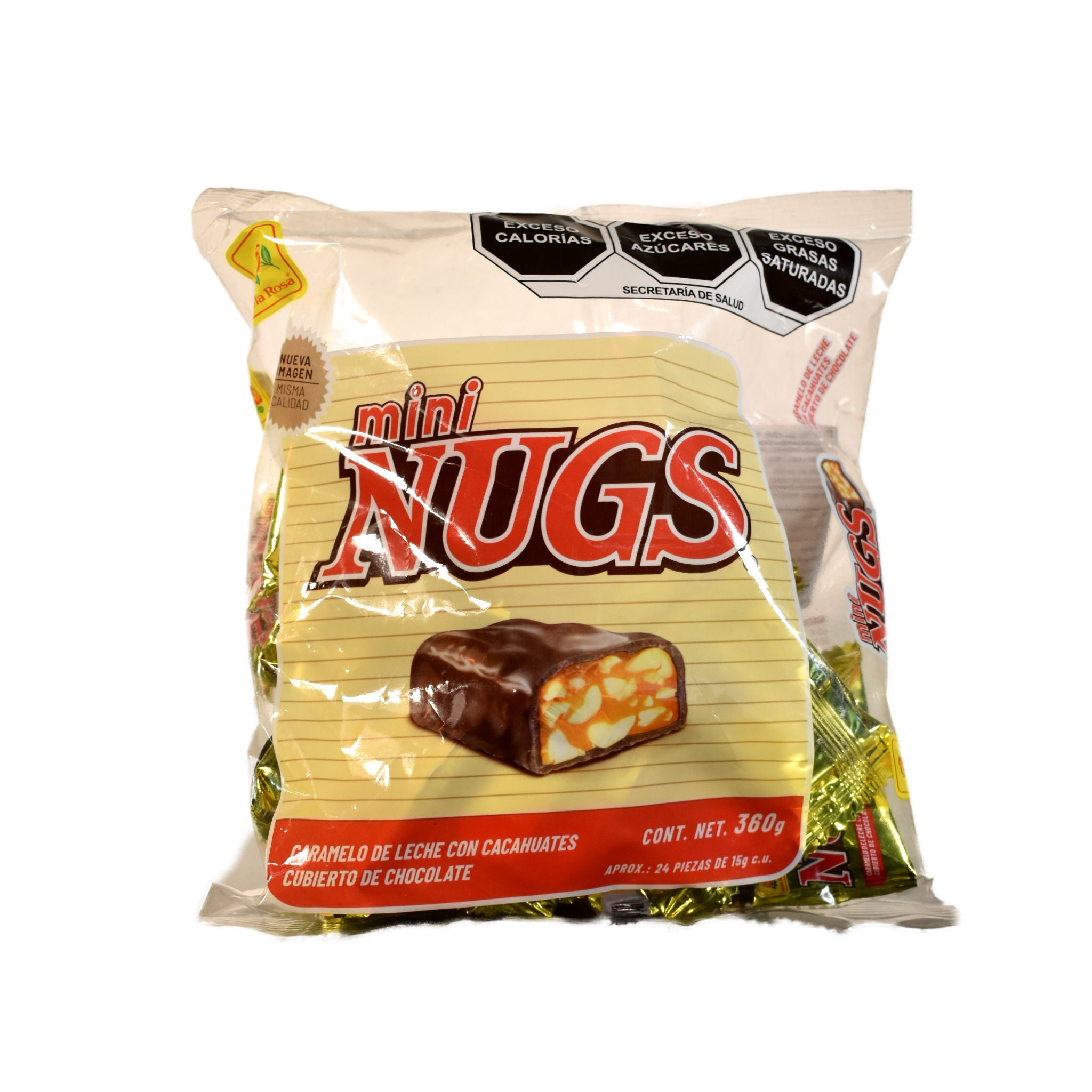 Mini Chocolate Nugs con Cacahuate - Caja de 24 piezas de 15g c/u