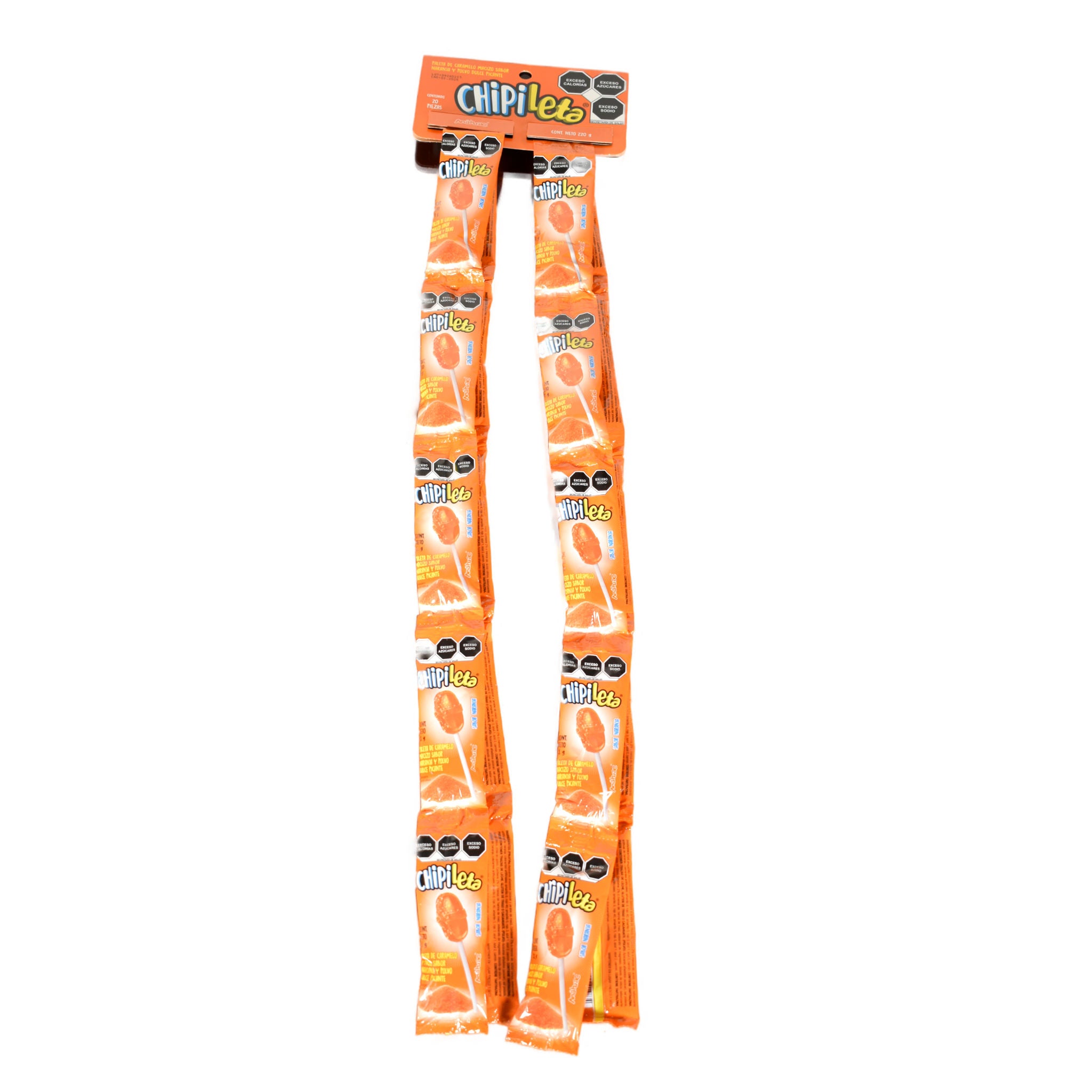 Paleta Chipileta sabor naranja con chile – tira de 220 g con 20 piezas - Dulces Anáhuac