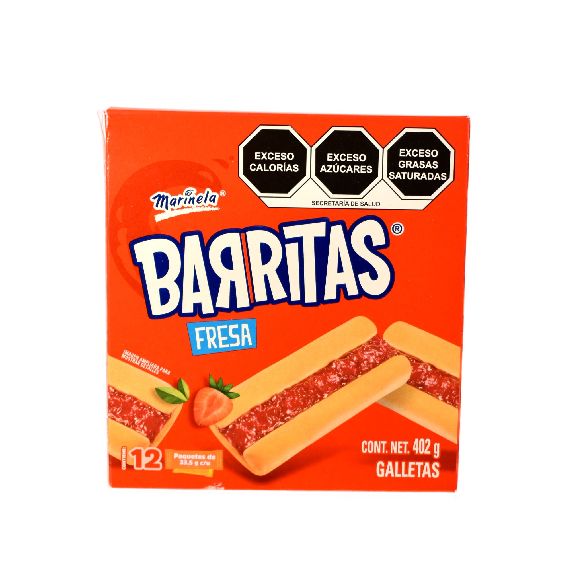 Barritas de Piña/Fresa - Marinela - Caja de 12 paquetes de 33,5 g c/u