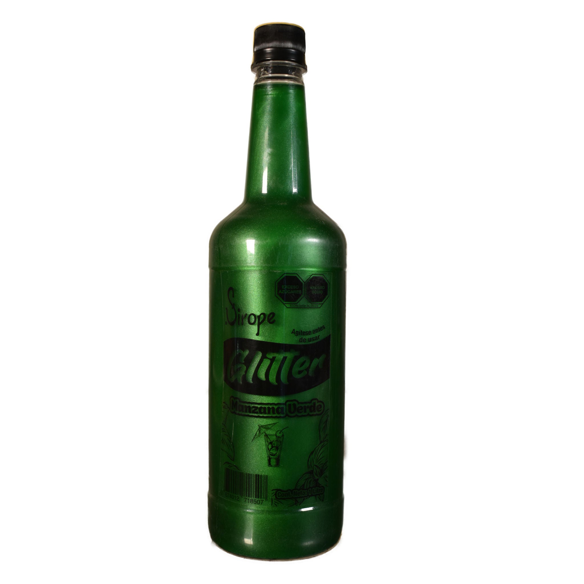 Sirope Glitter Manzana Verde 1L – Jarabe Brillante y Refrescante para Bebidas Creativas