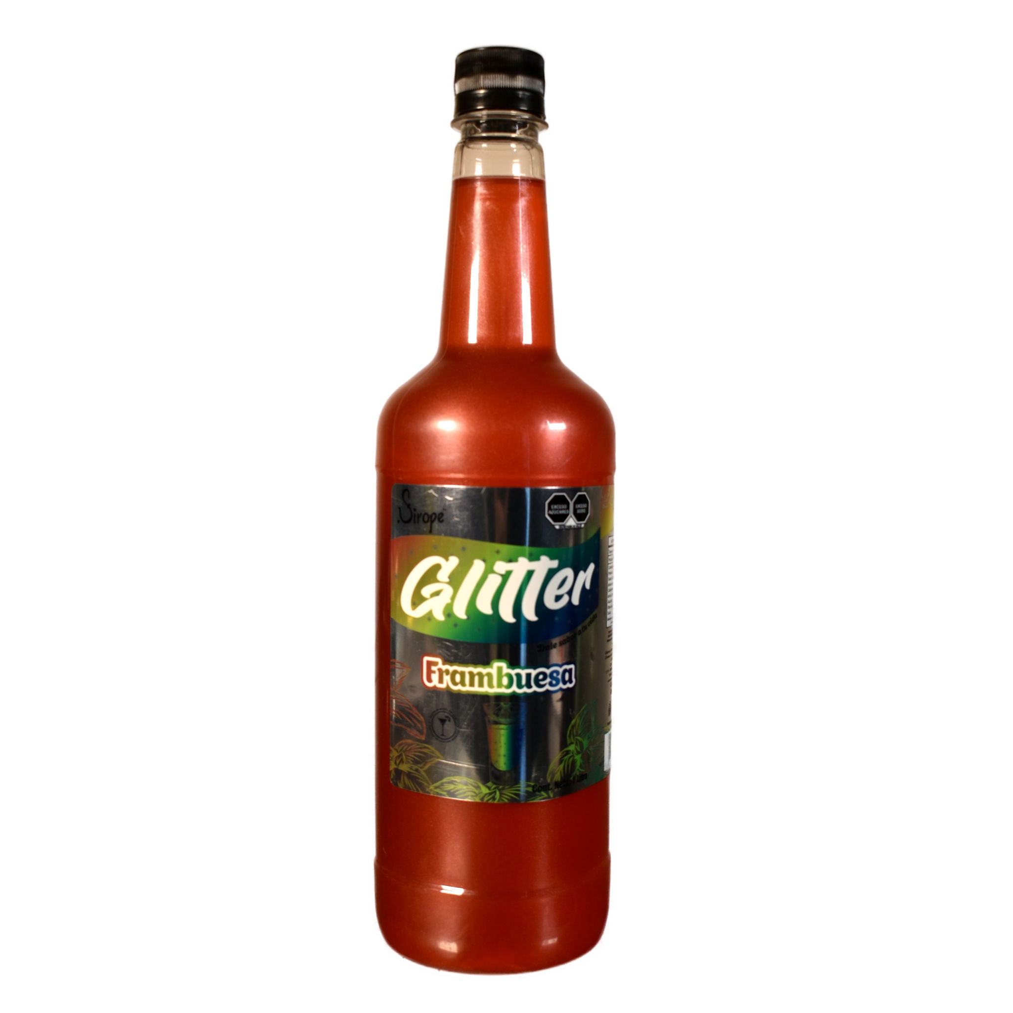 Sirope Glitter Frambuesa 1L – Jarabe Brillante para Bebidas y Coctelería