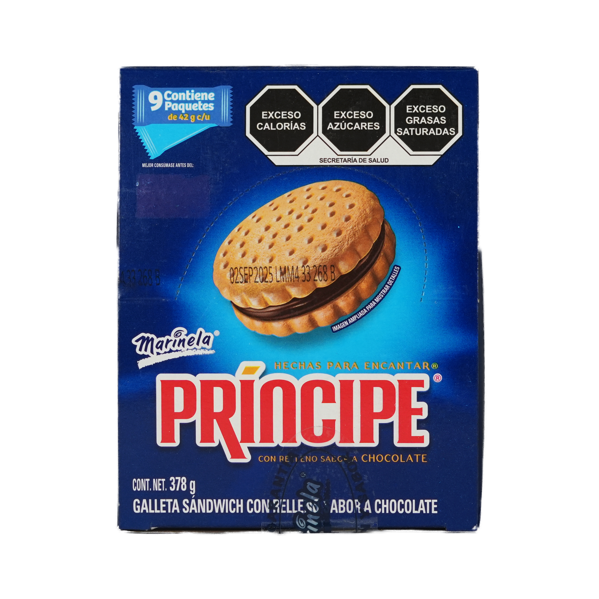 Galletas Principe Marinela - Caja de 9 paquetes de 42 g c/u