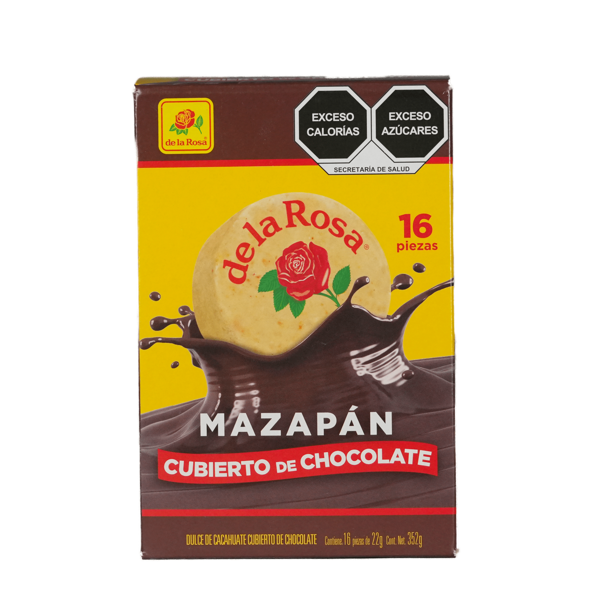 Mazapan Cubierto de Chocolate - De la Rosa - Caja de 352g con 16 piezas - Dulcería Karuba