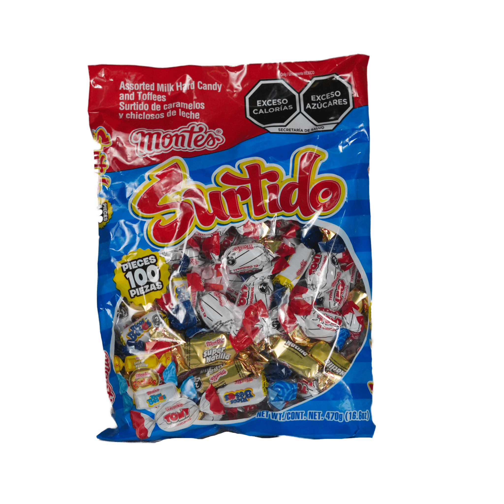 Montes Surtido (Súper Natilla, Cachitos, Ricos Besos y Tomy) - Bolsa de 470g con 100 unidades - Dulcería Karuba