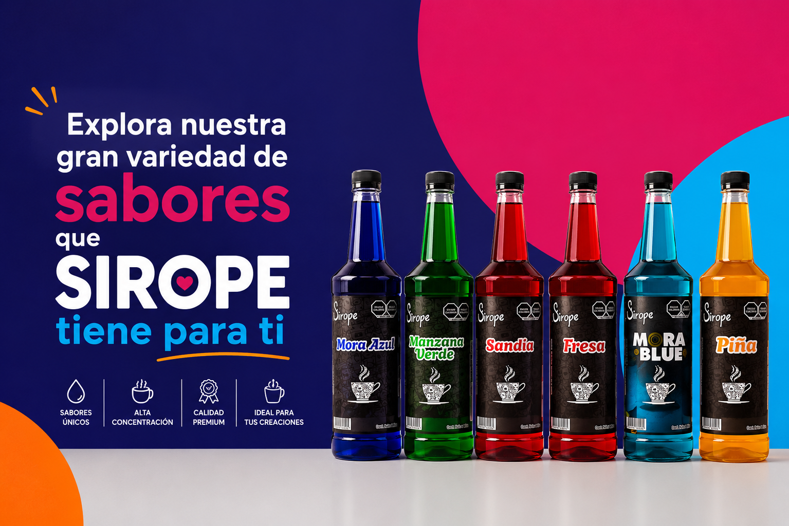 Sirope Jarabe Varios Sabores 1L – Jarabe Intenso para Coctelería y Bebidas Creativas