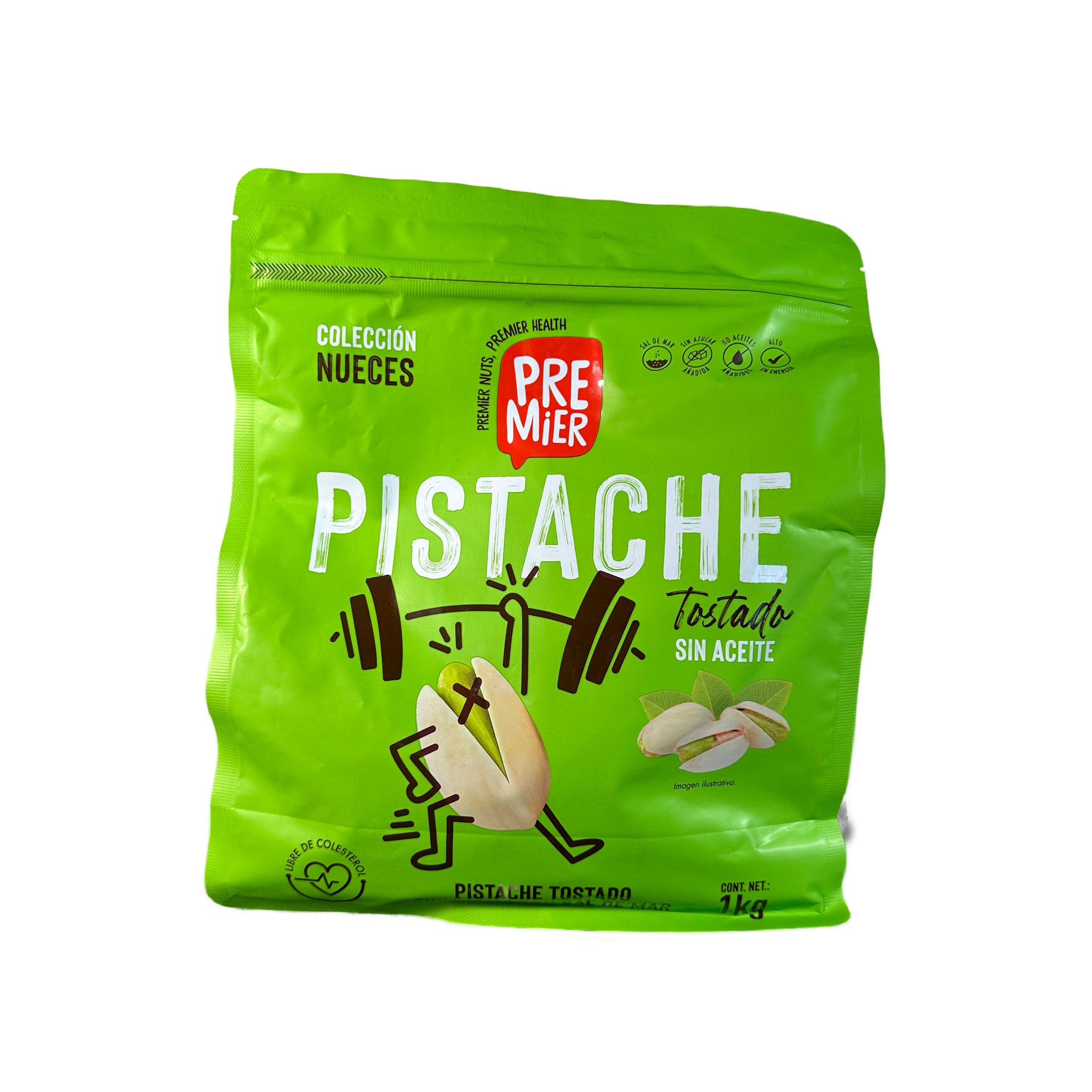 Pistache tostado sin aceite Premier Nuts bolsa 1 kg – botana premium natural