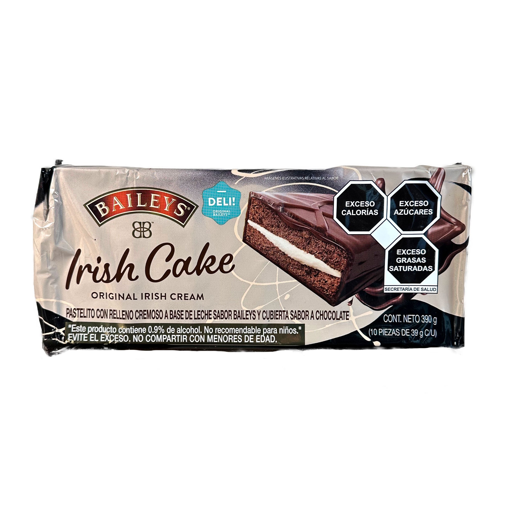 Pastelito de Chocolate Irish Cake Relleno Sabor Baileys - Colosseo - Caja de 10 piezas de 39g c/u