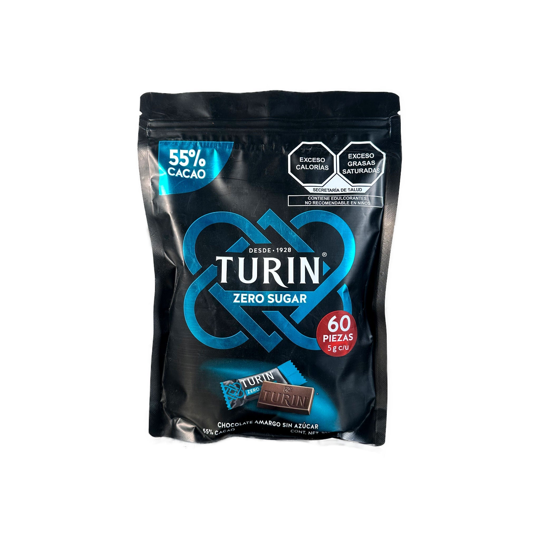 Chocolate Amargo Zero Sugar - Turin - Bolsa de 60 piezas de 5g c/u