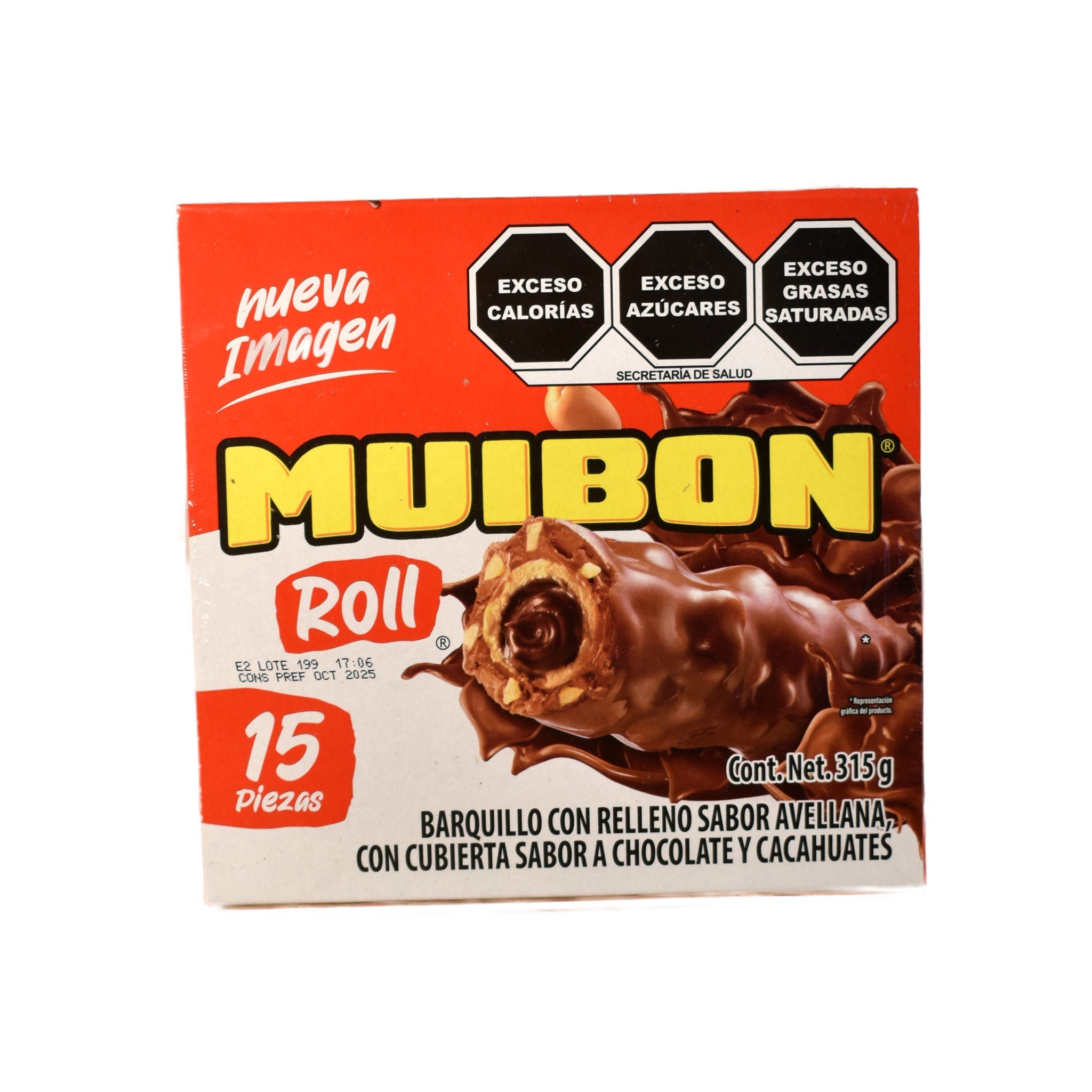 Chocolate Muibon Roll Relleno de Avellana - Nutresa - Caja con 15 Piezas de 22g c/u
