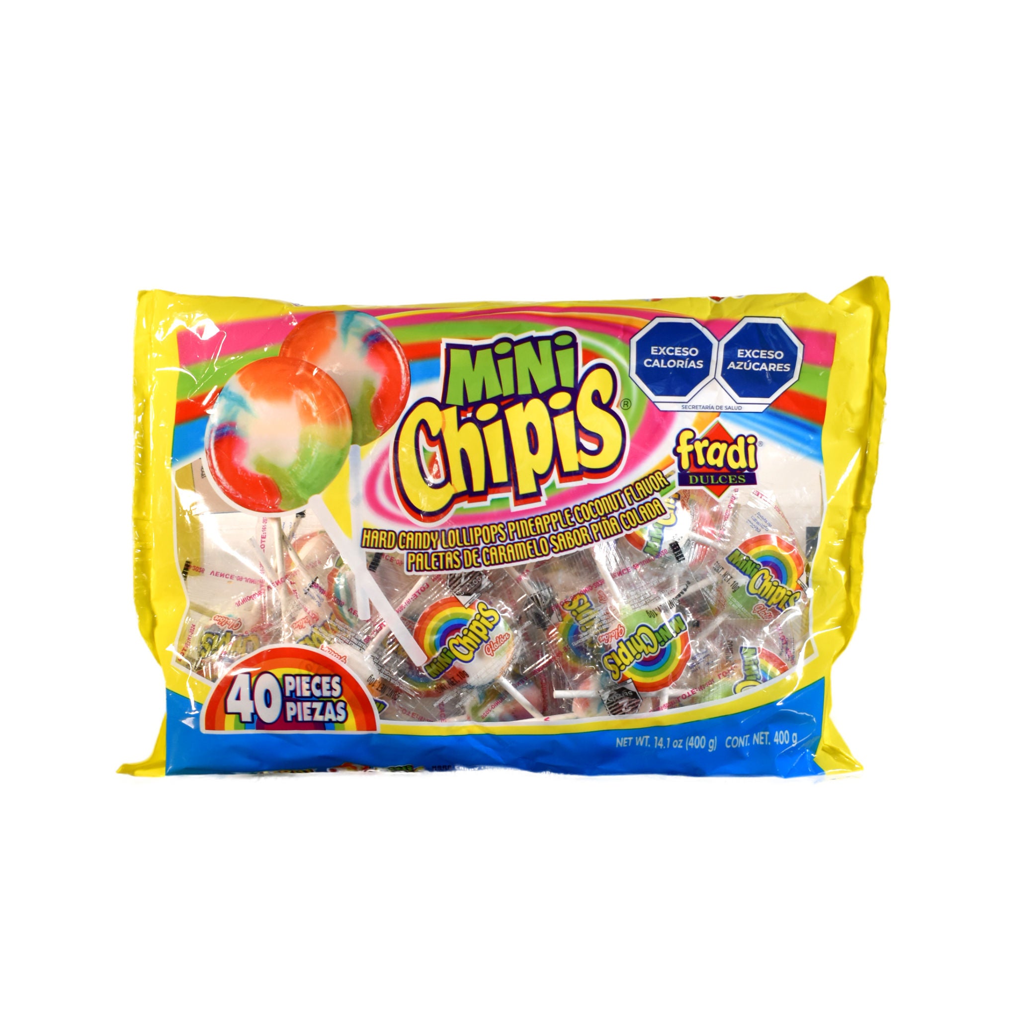 Paleta Mini Chipis Fradi 400g – Bolsa con 40 Piezas de Caramelo Macizo Sabor Piña Colada