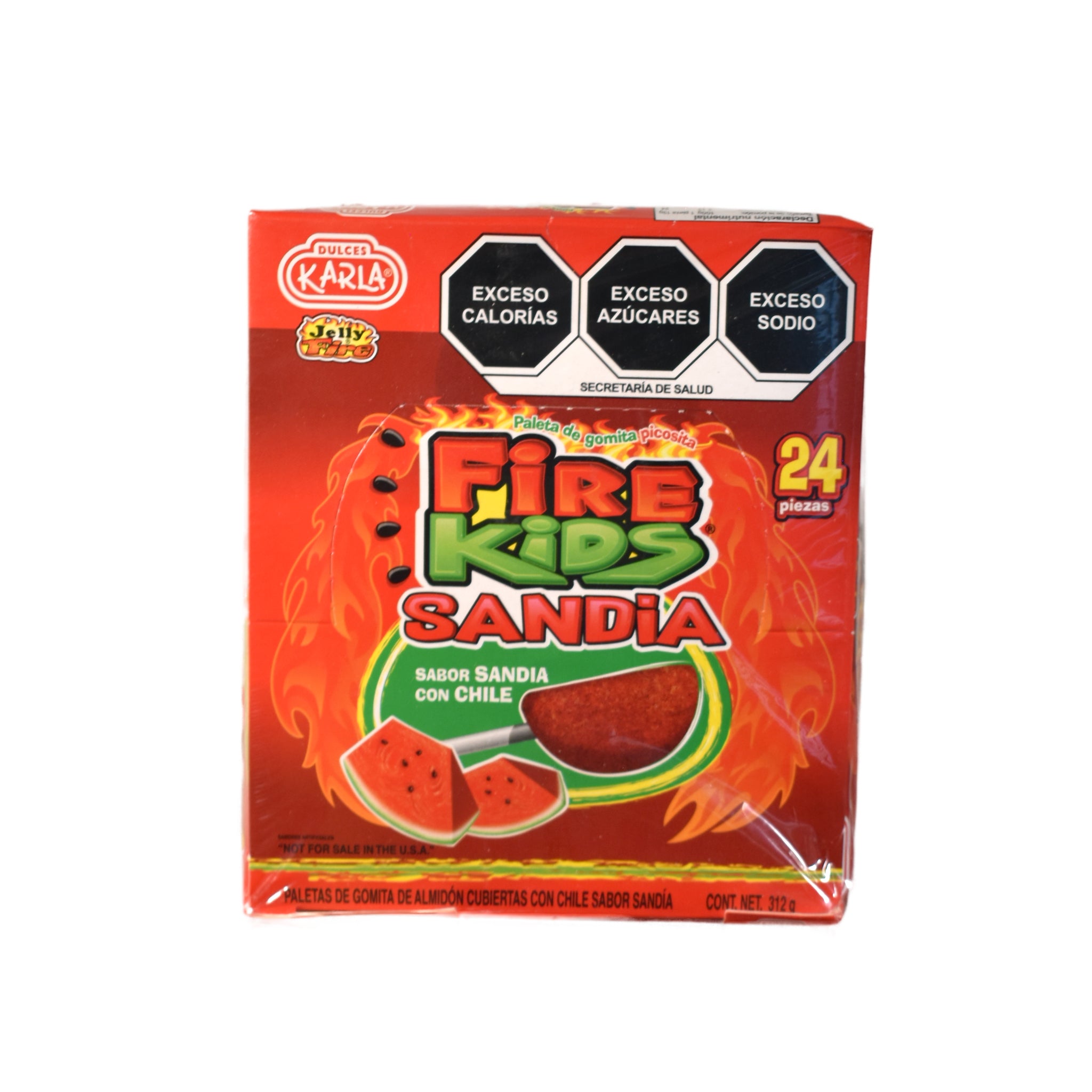 Paleta Goma Fire Kids Sandía Karla 24 Piezas – Gomita Enchilada con Sabor Intenso y Diversión Asegurada