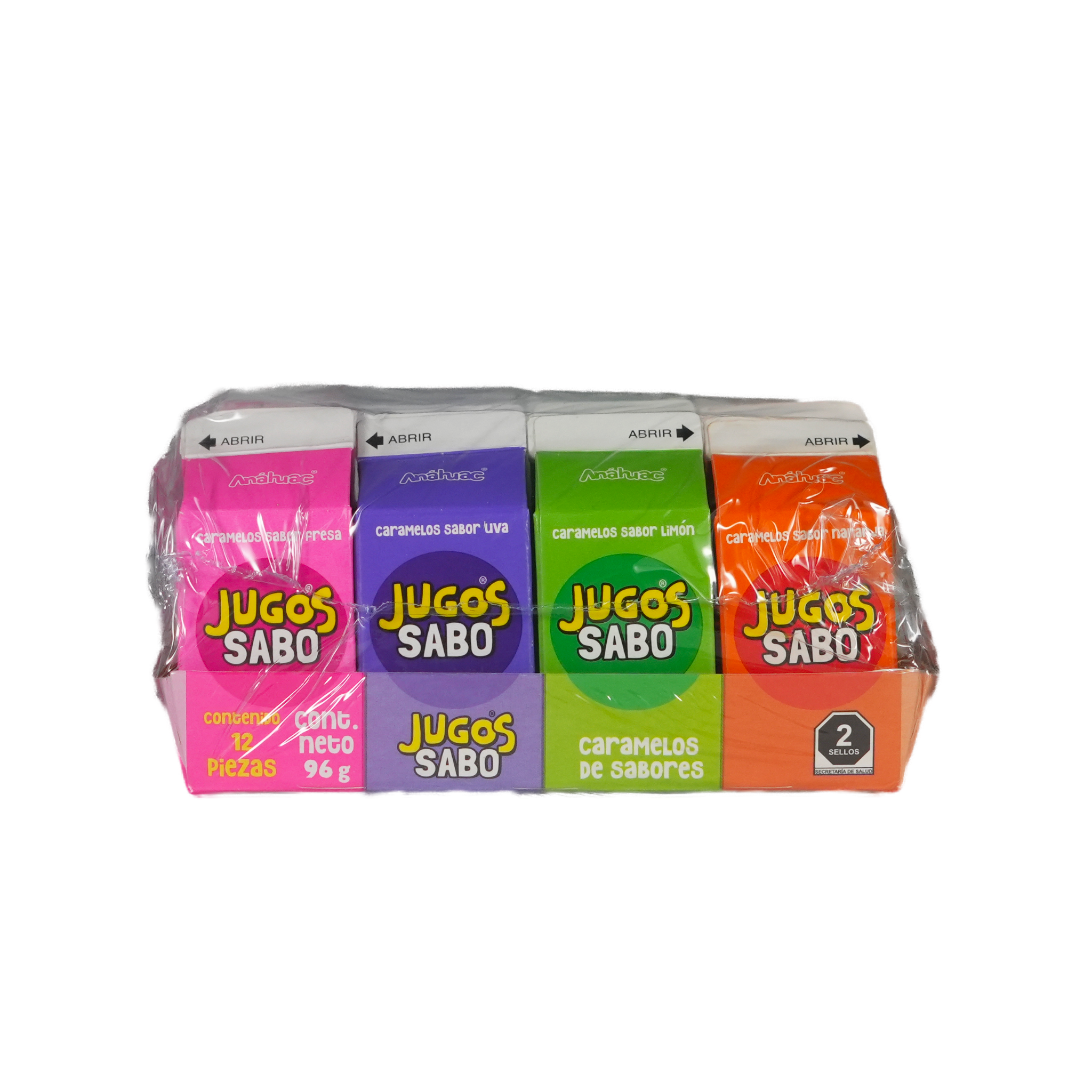 Jugos Sabo - Dulces Anahuac - Paquete de 12 piezas - 96g