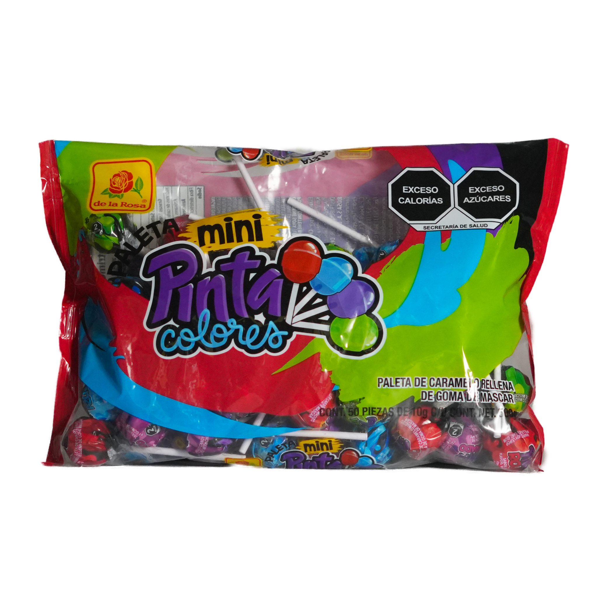 Paleta Mini Pinta Colores - De la Rosa - Bolsa de 50 Piezas de 10g c/u