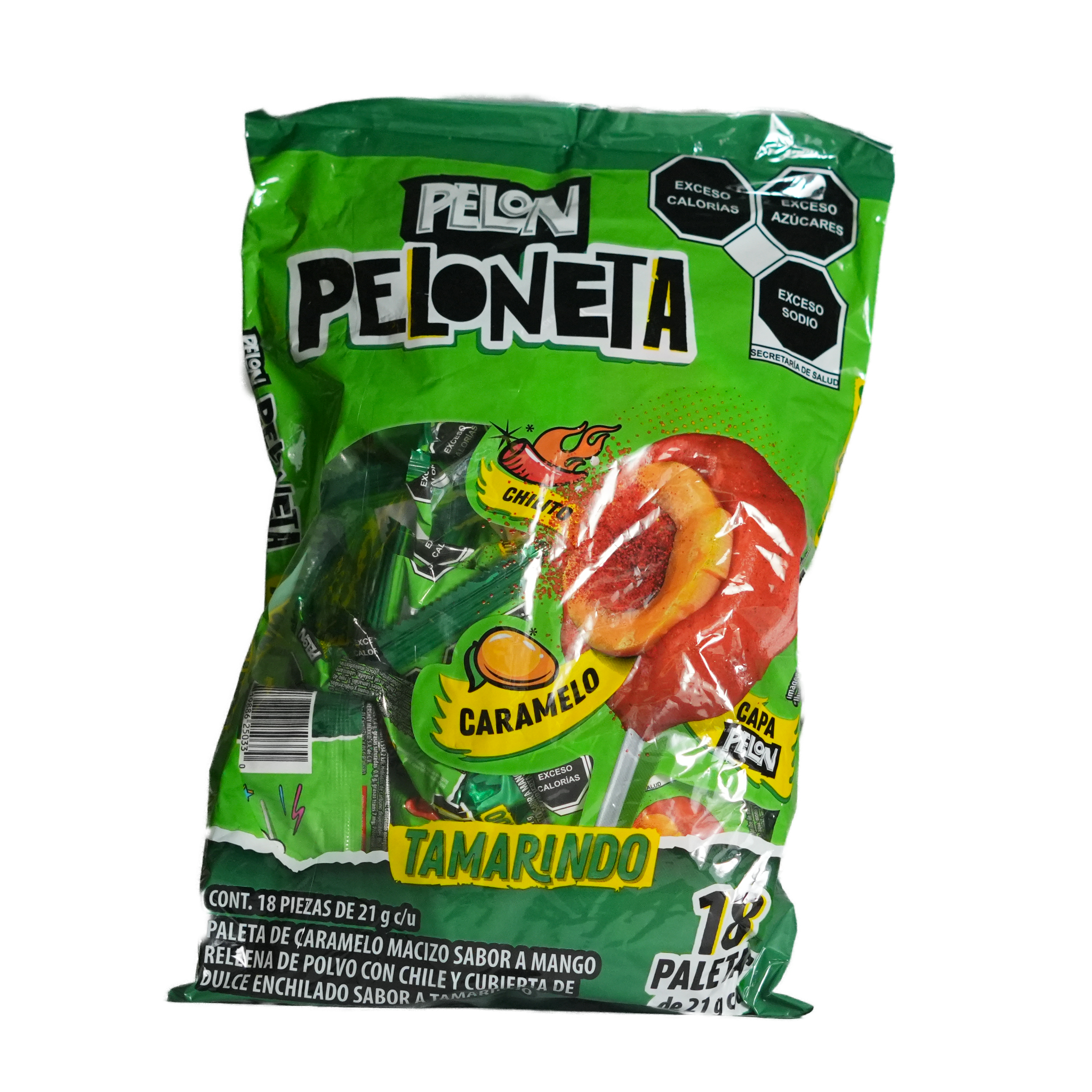 Paleta Pelon Peloneta de Tamarindo - Hershey - Bolsa de 18 paletas de 21g c/u