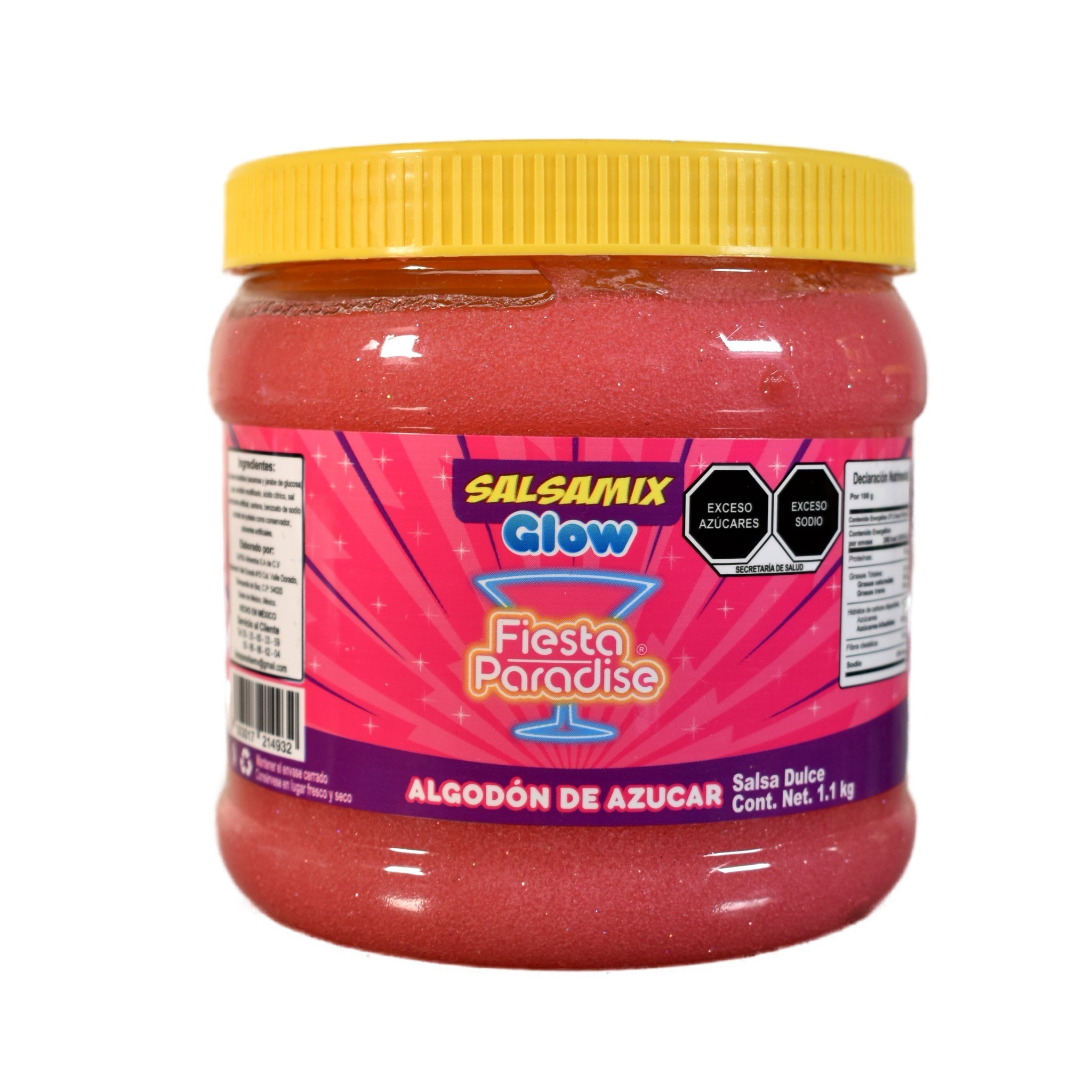 Salsa Dulce Mix Glow Algodón de Azucar Bote de 1.1 kg – para escarchar tarros, frutas y botanas
