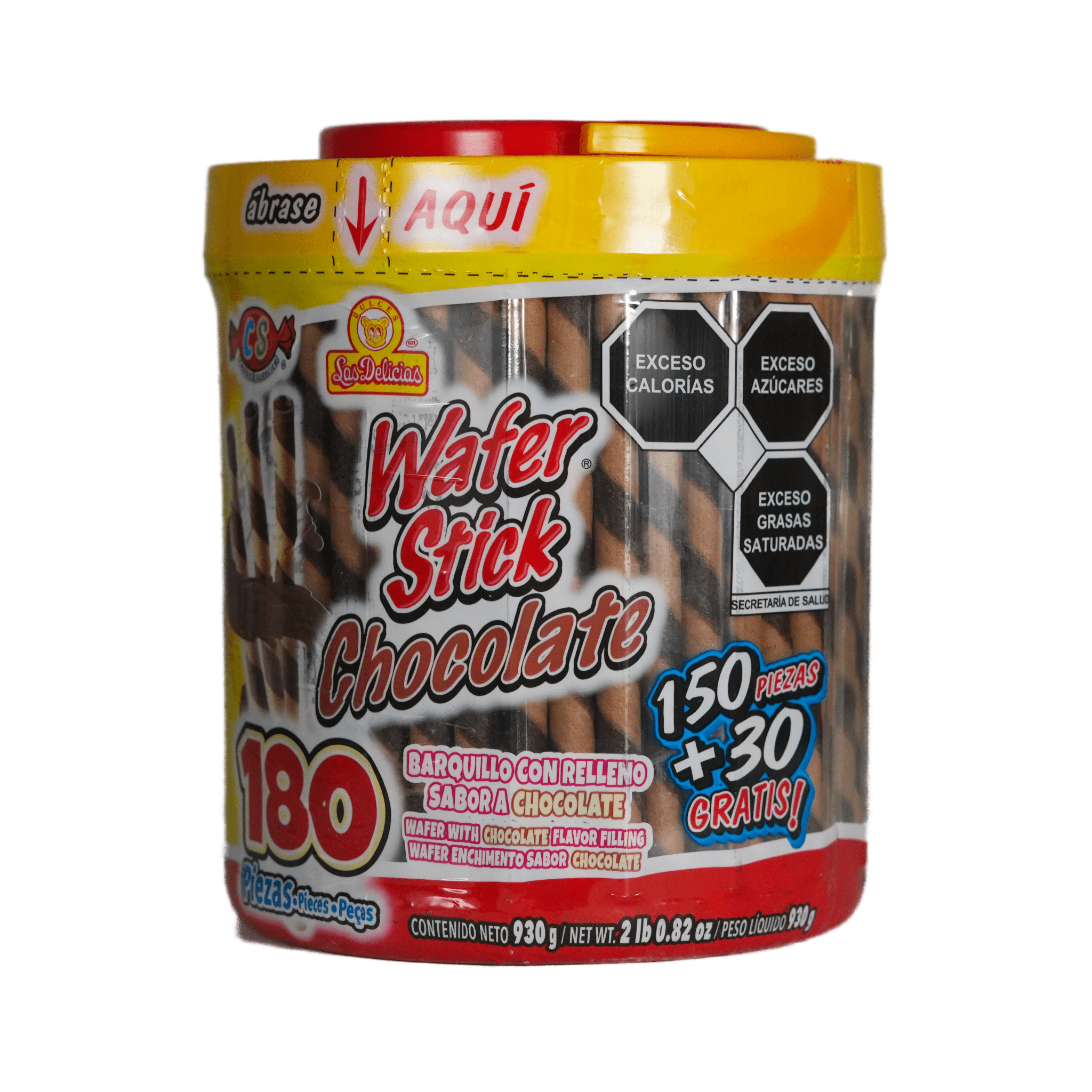 Wafer Stick Chocolate - Las Delicias - Bote de 180 piezas con 930g en total